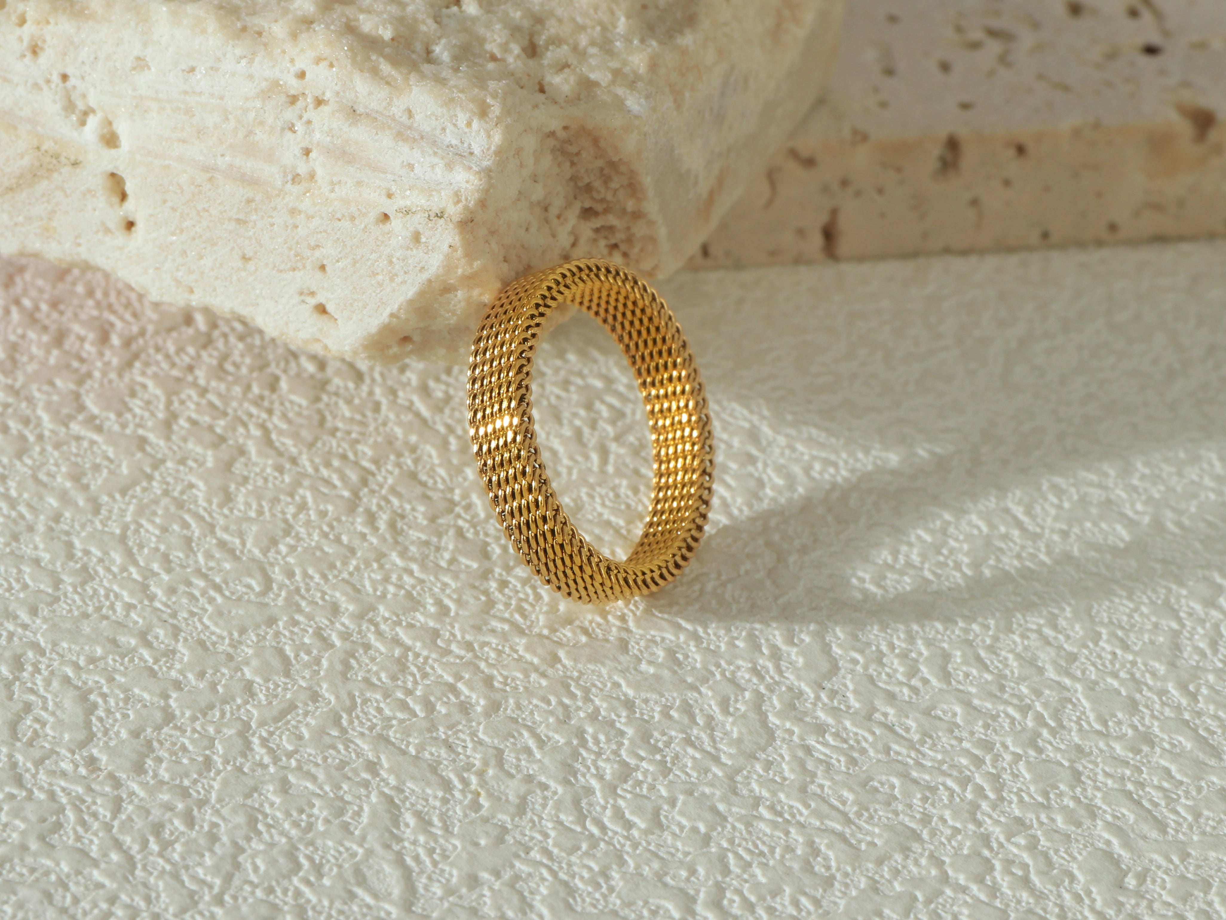 Dominion Band in gold, in close up, made of 18k real gold coating over a stainless steel base