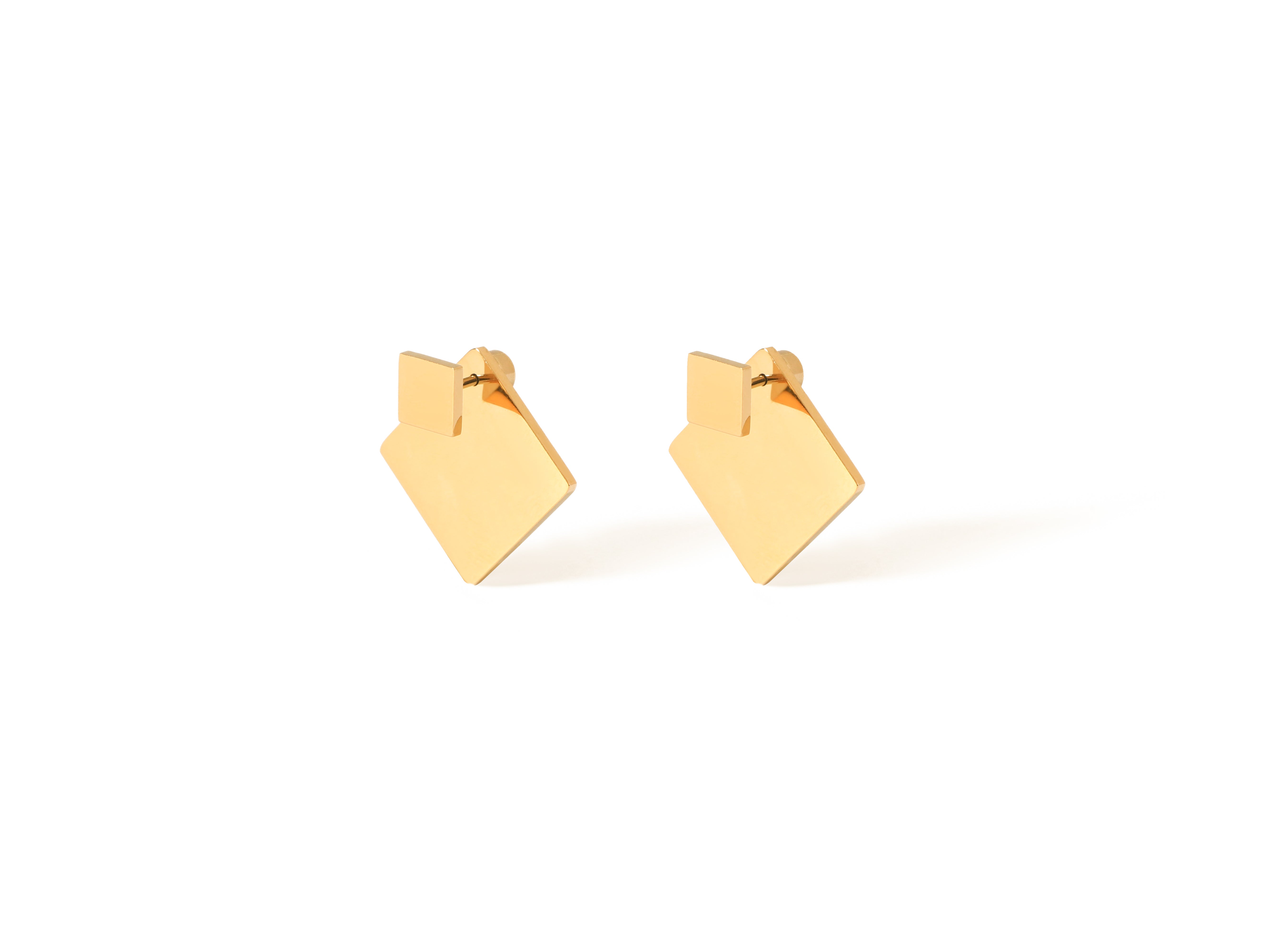Revolve Rhomb Earrings - 18k gold on stainless steel with Divé's Signature Revolve Closure.
