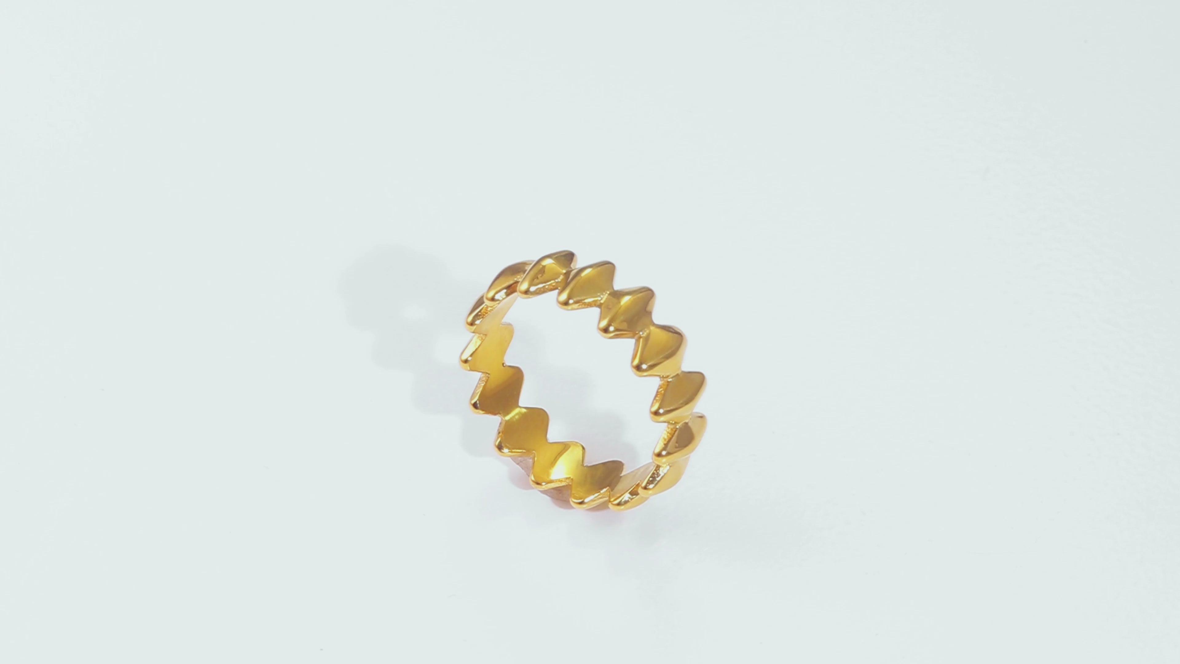 Video of the Edgy Gold Ring in motion, highlighting its 18k gold shine, durable and sleek modern design.