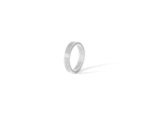 Dominion Band in silver, 925 sterling silver-coated ring on a white background, showcasing its sleek, polished finish and scratch-resistant design.