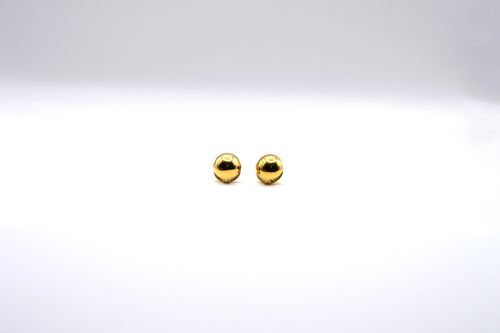 Orb Huggies in 18k real gold on stainless steel, displayed on white background.