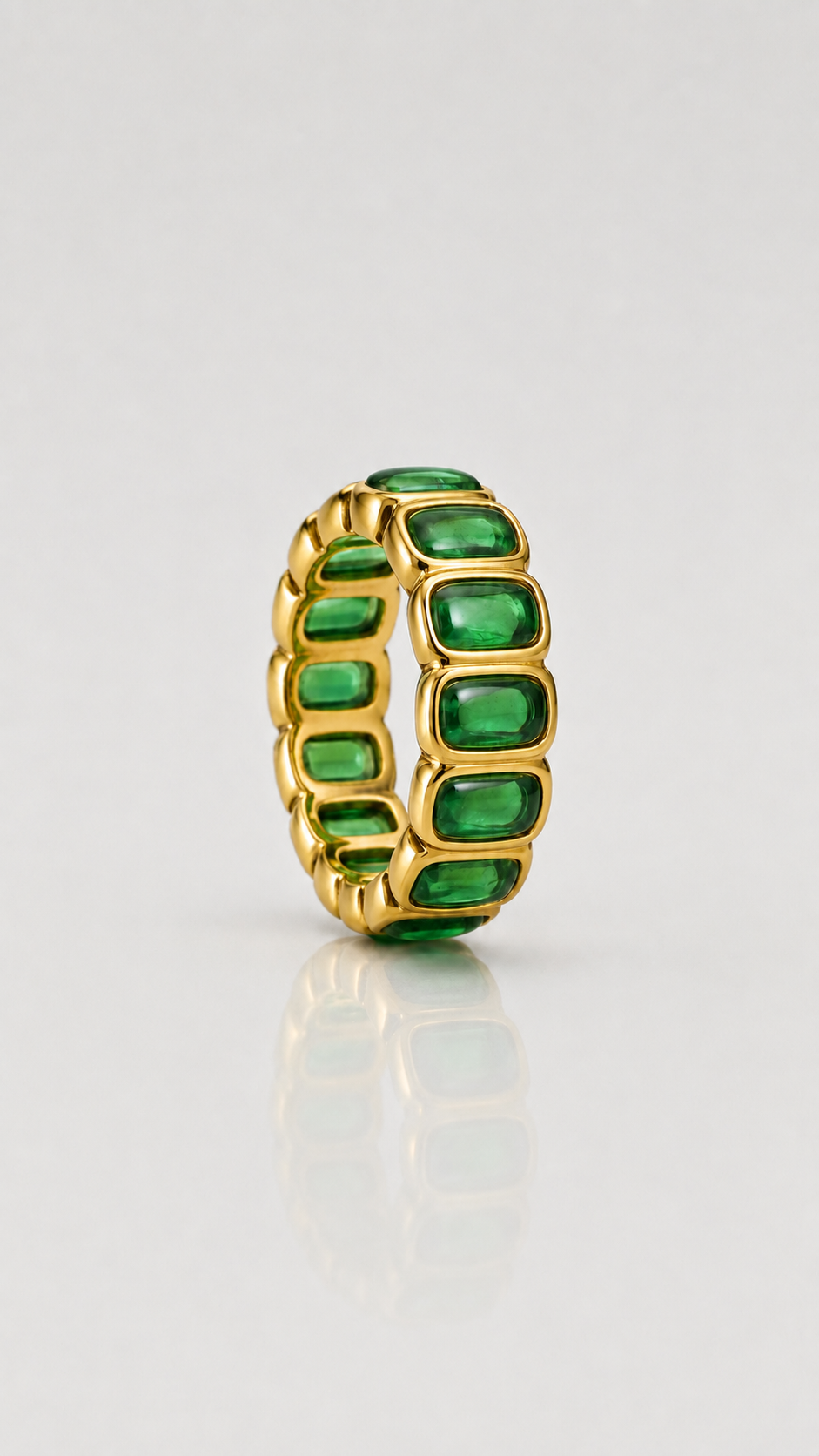 Emerald-Cut Cubic Zirconia Eternity Ring – Gold