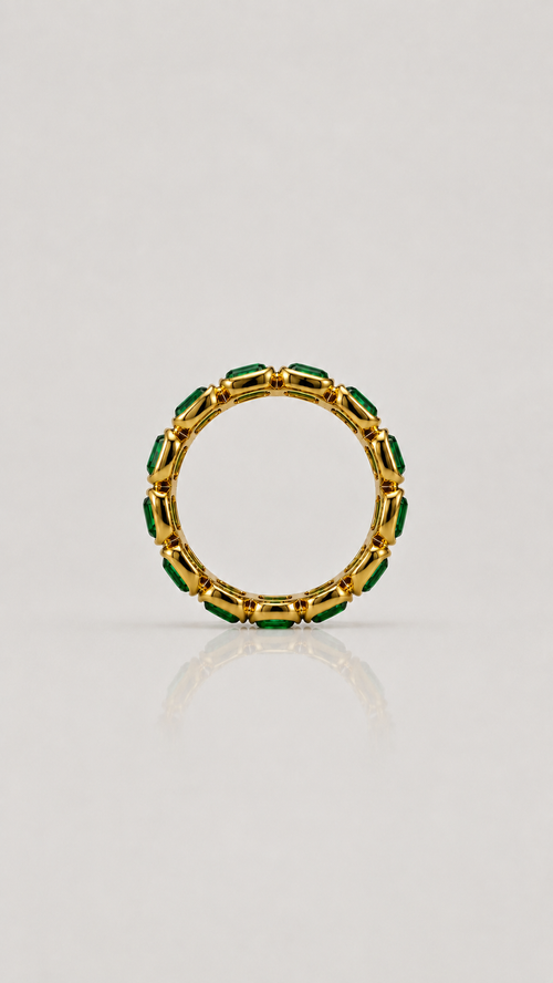 Emerald-Cut Cubic Zirconia Eternity Ring – Gold