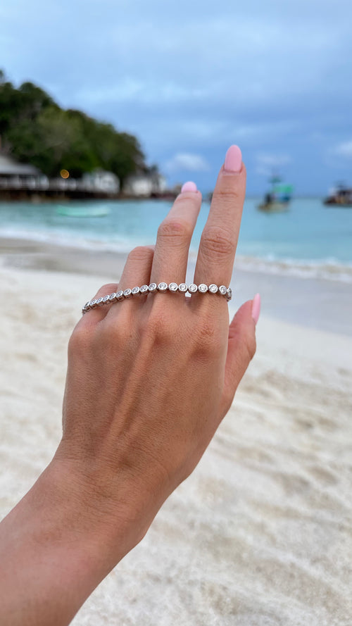 Tennis Rivière Bracelet Bezel Setting ⋅ Solid Sterling Silver ⋅ Limited Edition