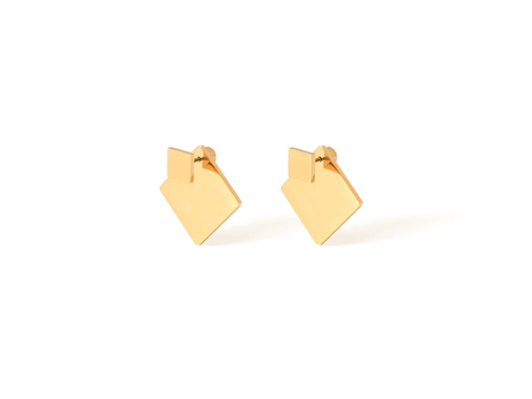 Revolve Rhomb Earrings - 18k gold on stainless steel with Divé's Signature Revolve Closure.