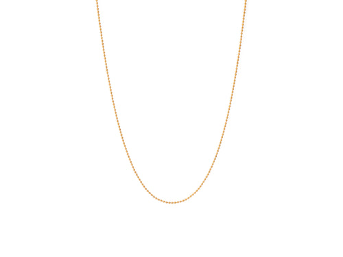 Grandeur Chain in 14k real gold over stainless steel, on a white background, showing its slim 1.6mm width and minimalist design.