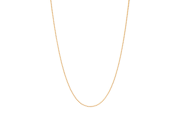 Grandeur Chain in 14k real gold over stainless steel, on a white background, showing its slim 1.6mm width and minimalist design.