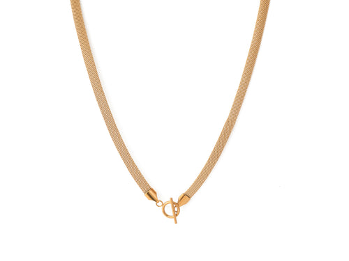 Dominion Necklace in 14k real gold on stainless steel, against a white background, highlighting its bold links and OT clasp.