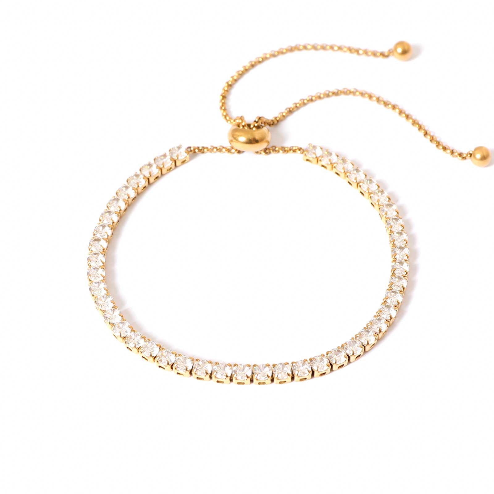 Tennis Bracelet Gold | Adjustable Size