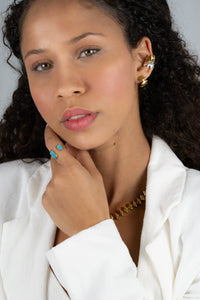 NEW | Blue Enamel Open Ring | Adjustable Size