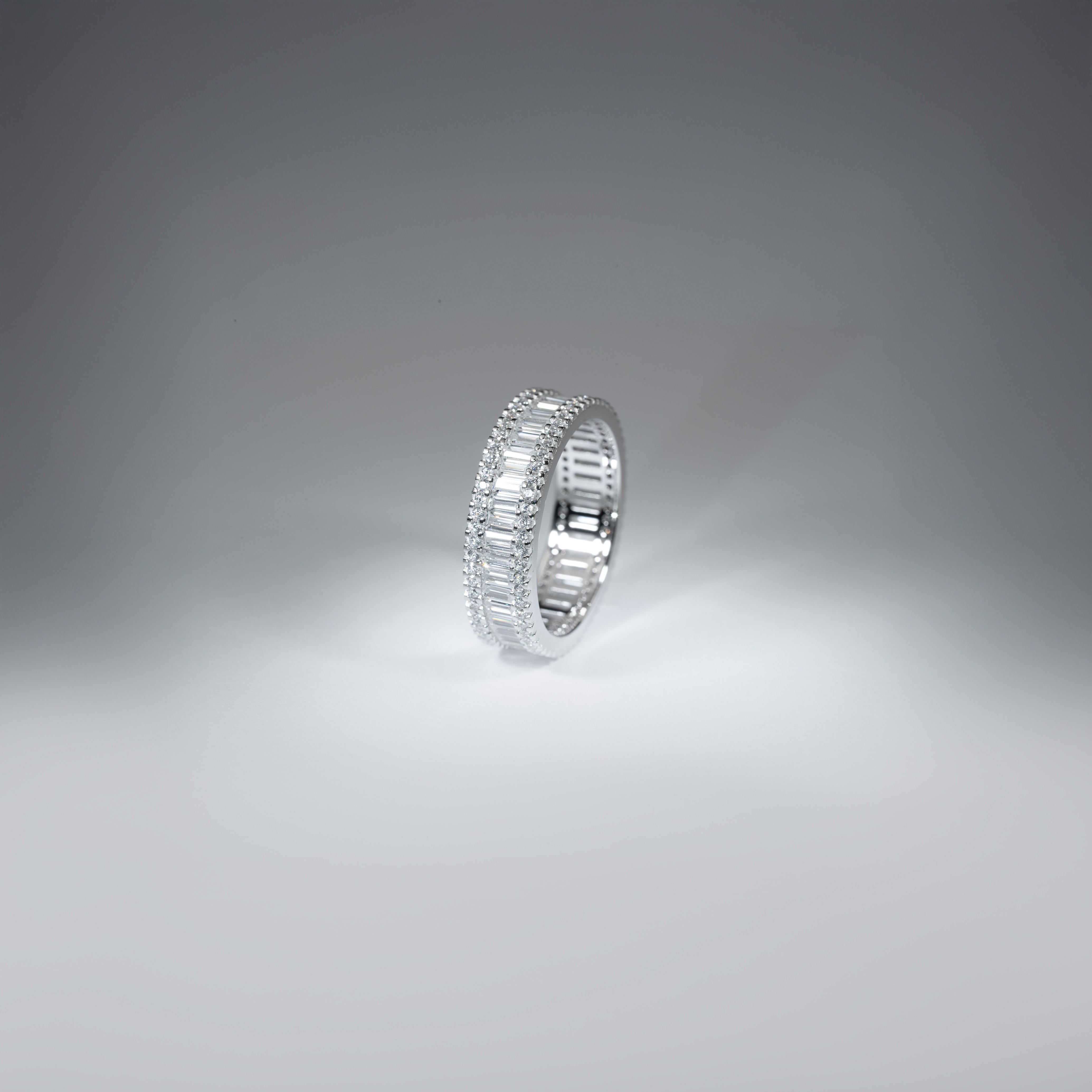 NEW | Sterling Silver Baguette Eternity Ring – Triple Row Brilliants