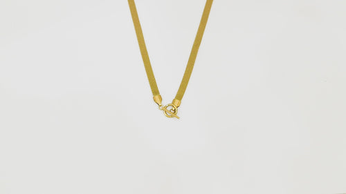 Vertical video of the Dominion Necklace beginning with a close-up of the gold OT clasp and revealing the bold 14k gold links and polished finish.